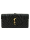 Grande Poudre Embossed Flap Long Wallet Black - SAINT LAURENT - BALAAN 1