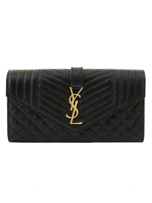 Grande Poudre Embossed Flap Long Wallet Black - SAINT LAURENT - BALAAN 1