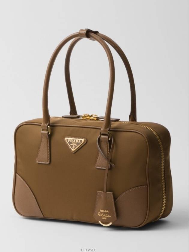 Re-edition 1978 Medium Re-nylon and Saffiano Leather Bag Cork Beige - PRADA - BALAAN 3