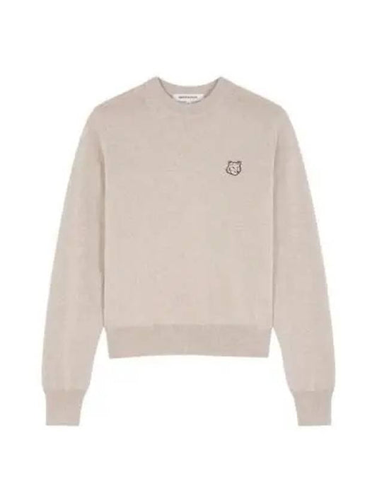 Bold Fox Head Wool Knit Top Light Beige Melange - MAISON KITSUNE - BALAAN 2