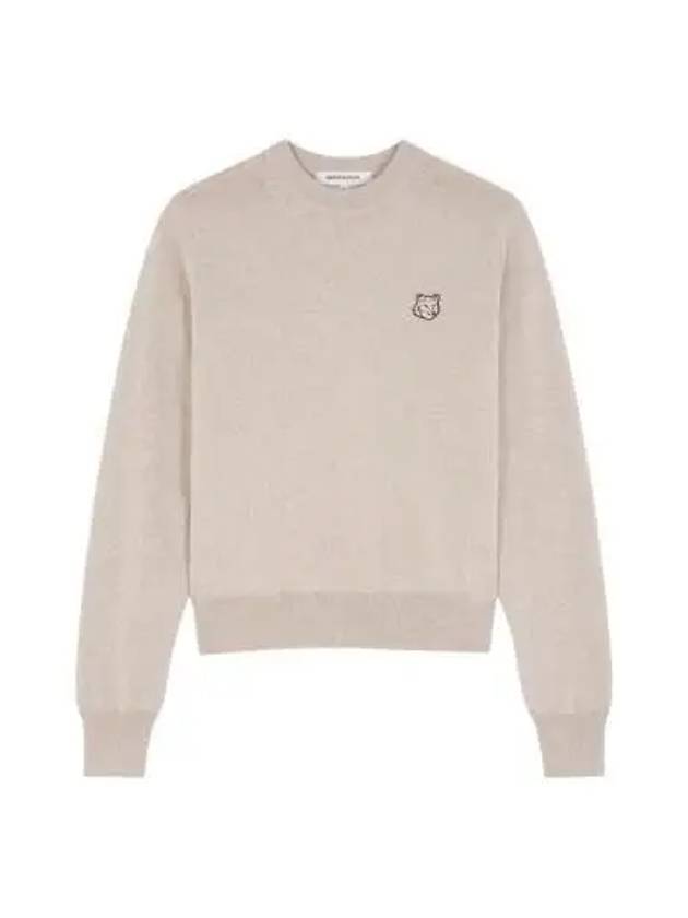 Bold Fox Head Wool Knit Top Light Beige Melange - MAISON KITSUNE - BALAAN 3