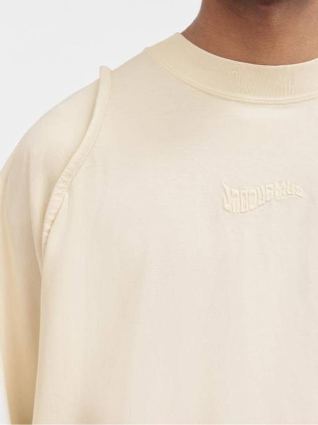 Camargue Embroidered Logo Cotton Short Sleeve T-shirt Light Beige - JACQUEMUS - BALAAN 4