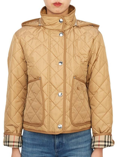 Women's Cropped Quilted Hoodie Jacket Archives Beige - BURBERRY - BALAAN 2