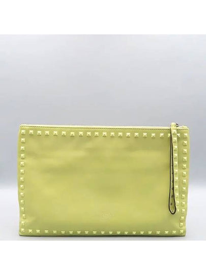 EWB00147 Yellow Garavani Large Rockstud Clutch Bag - VALENTINO - BALAAN 2