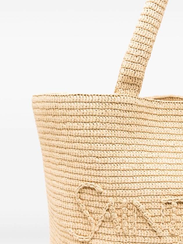 Raffia Tote Bag Beige - SAINT LAURENT - BALAAN 4