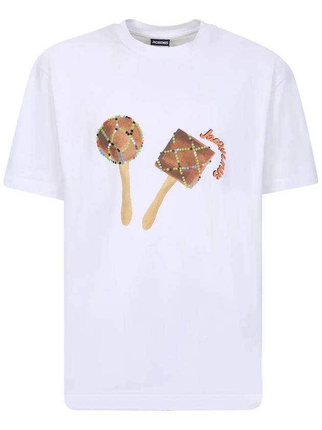 Maraca Logo Print Cotton Short Sleeve T-Shirt White - JACQUEMUS - BALAAN 1