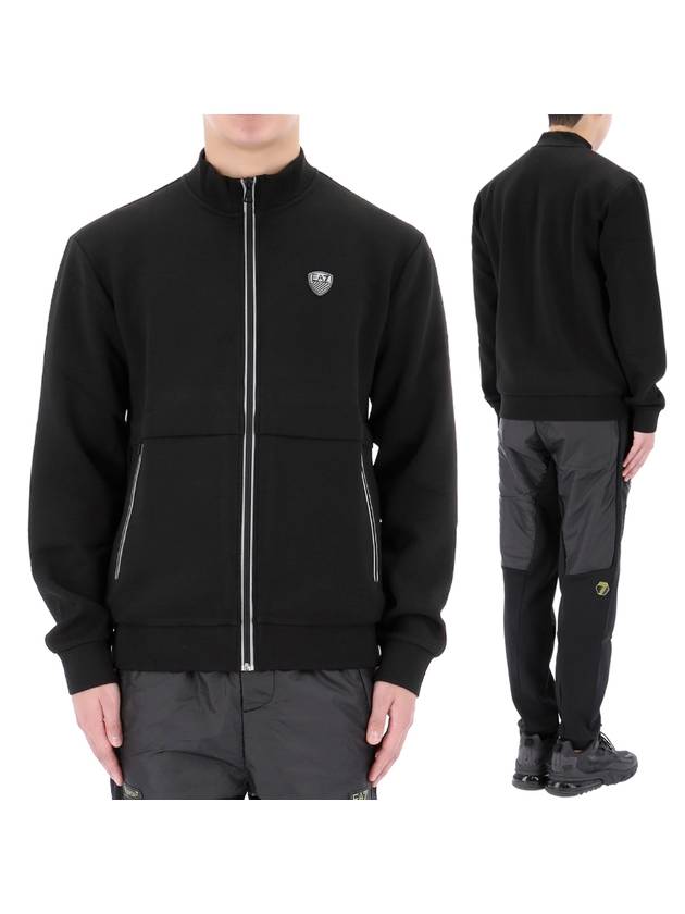 EA7 Logo Zip-Up Jacket Black - EMPORIO ARMANI - BALAAN 2