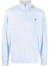 Pony Logo Half Zip Up Sweatshirt Light Blue - POLO RALPH LAUREN - BALAAN 1