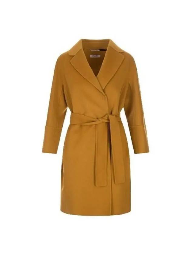 Women's Arona Belt Virgin Wool Single Coat Yellow - MAX MARA - BALAAN 2