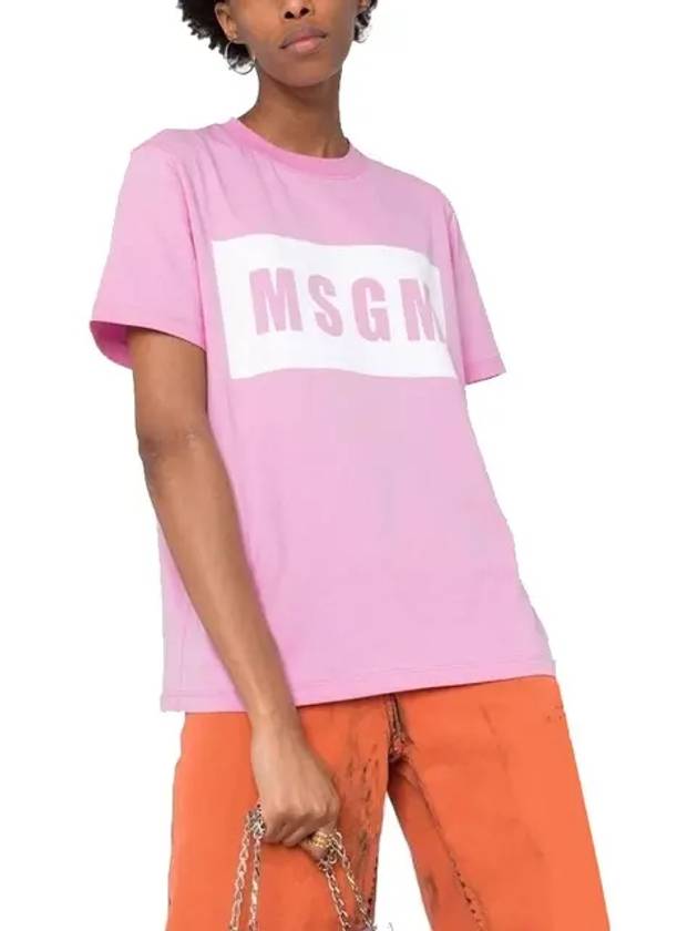 Box Logo Short Sleeve T-Shirt Pink - MSGM - BALAAN 3