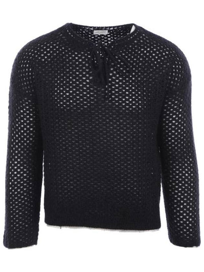 Strap Neck Openwork Knit Top Black - SAINT LAURENT - BALAAN 2