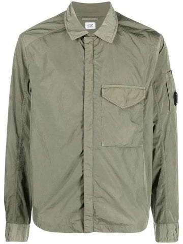 Men's Chrome R Over Shirt Zip Up Jacket Green - CP COMPANY - BALAAN 1