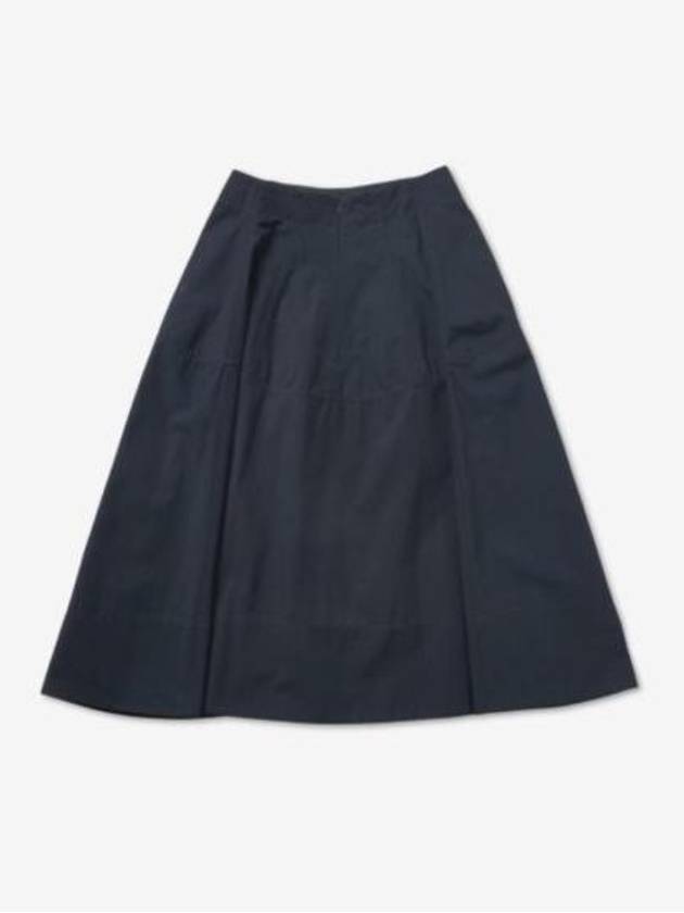 Flare Cotton Unbalanced Skirt Navy - BOTTEGA VENETA - BALAAN 3