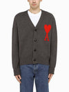 Big Heart Logo Wool Cardigan Grey - AMI - BALAAN 5