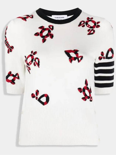 Women's 4 Bar Intarsia Knit Top White - THOM BROWNE - BALAAN 2