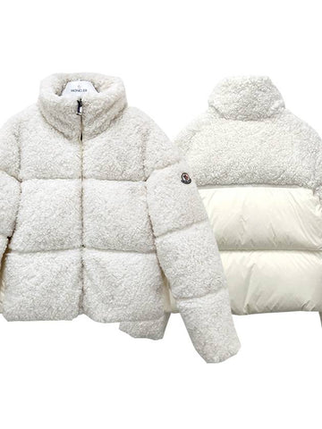 Kids Logo Patch SEGURA Teddy Down Padded Jacket 8Y 10Y White 1A00110 54AM6 034 - MONCLER - BALAAN 1