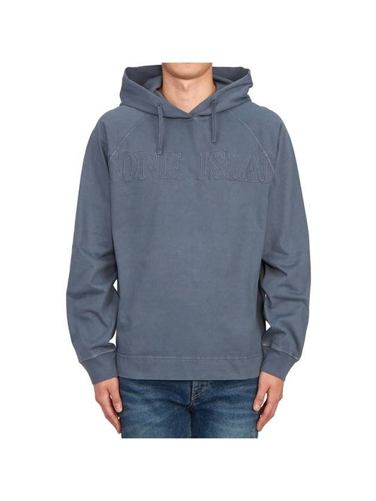 Men's Garment Dyed OLD Treatment Cotton Hoodie Blue - STONE ISLAND - BALAAN 2