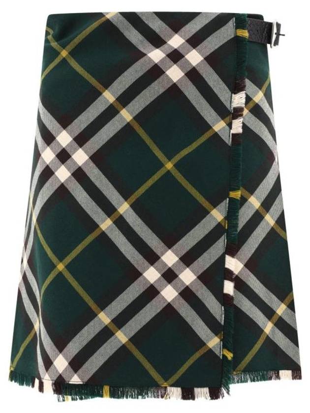 Check Pattern Wool A-Line Skirt Green - BURBERRY - BALAAN 2