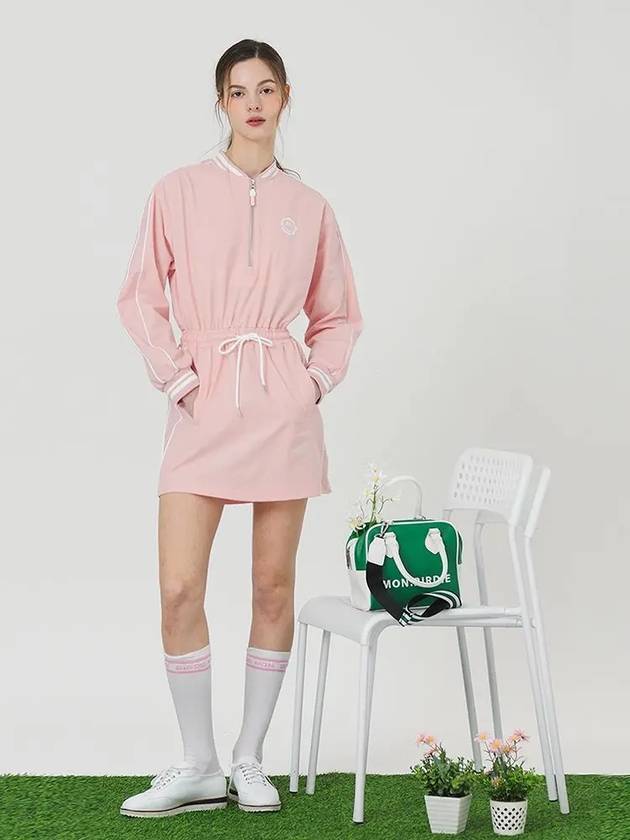 Windbreaker nylon half zip-up long sleeve dress PINK - MONBIRDIE GOLF - BALAAN 1