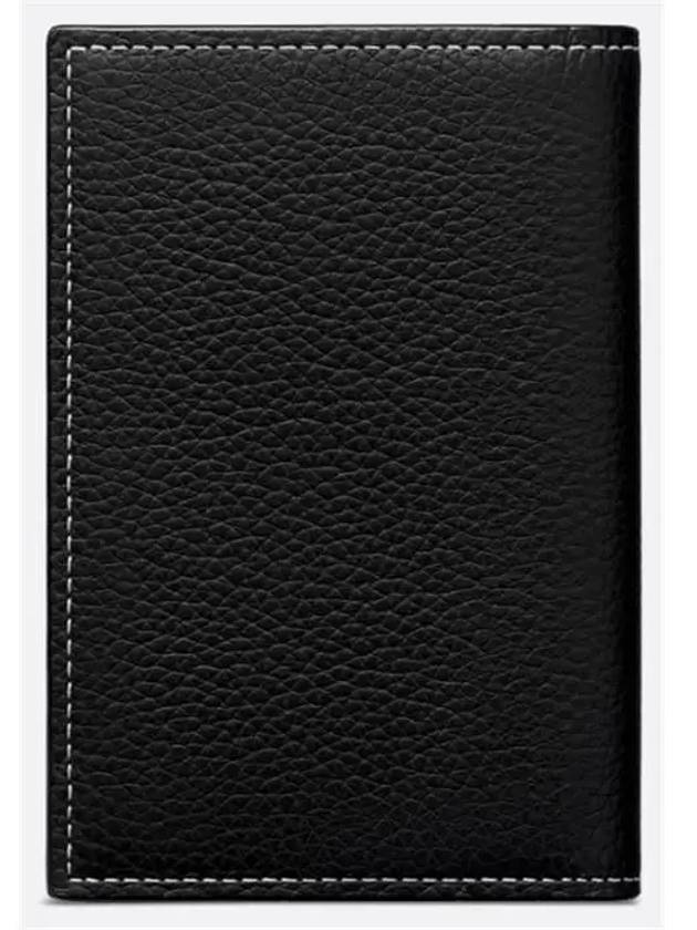 Saddle Grain Calfskin Leather Card Wallet Black - DIOR - BALAAN 3