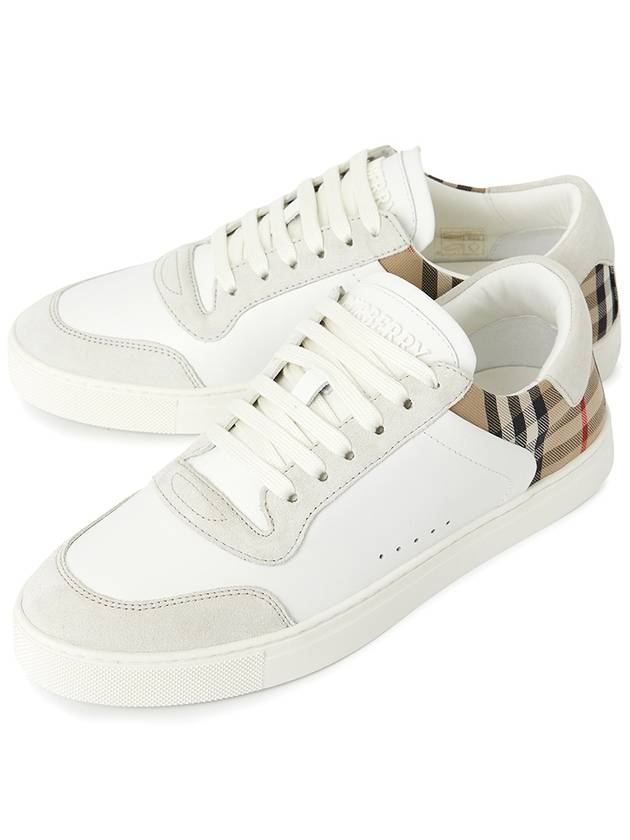 Check Leather Suede Sneakers Natural White Archive Beige - BURBERRY - BALAAN 2