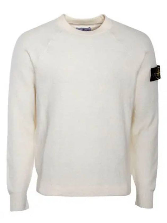 Raw Cotton Badge Crew Neck Knit Top Ivory - STONE ISLAND - BALAAN 2