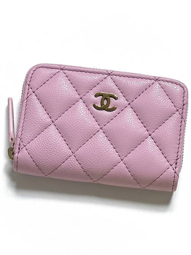 24 Years Classic Caviar Zipper Card Wallet Pink Kkeuldok AP0216 - CHANEL - BALAAN 1