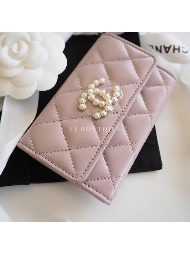 24 Pearl CC Logo Snap Flap Card Wallet Pink AP3813 - CHANEL - BALAAN 4