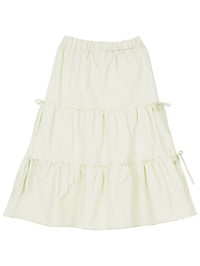 Shirring Ribbon Tiered Long Skirt Ivory - HIGH SCHOOL DISCO - BALAAN 2