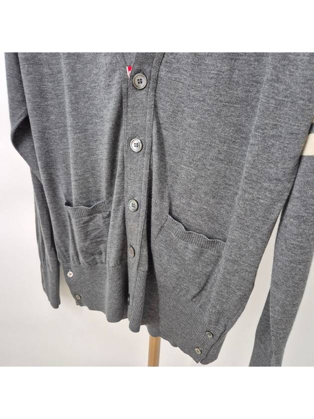 Diagonal armband merino wool cardigan gray size 3 - THOM BROWNE - BALAAN 6