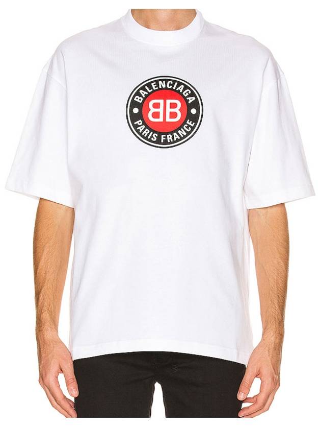 BB Logo Print Short Sleeve T-Shirt White - BALENCIAGA - BALAAN 7