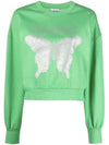 Butterfly Logo Print Organic Cotton Sweatshirt Kelly Green - GANNI - BALAAN 1