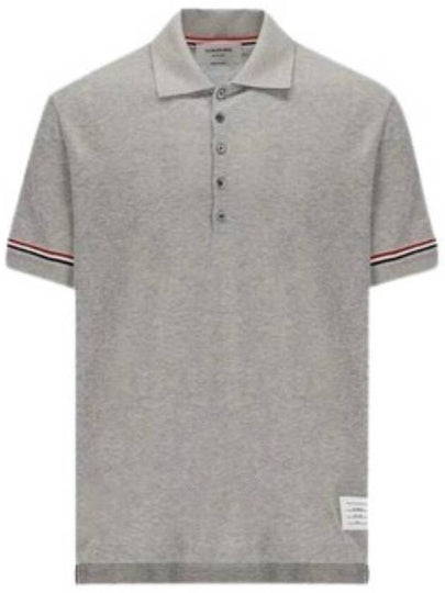 Lightweight Cotton Short Sleeve Polo Shirt Grey - THOM BROWNE - BALAAN 2