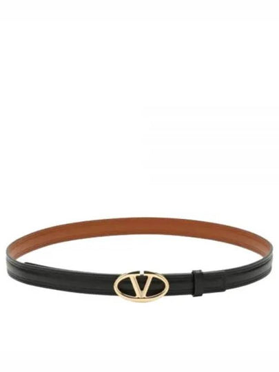 Bold Edition V Logo Signature Leather Belt Black - VALENTINO - BALAAN 2