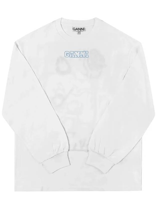 Future Logo Printed Long Sleeve T-Shirt White - GANNI - BALAAN 4