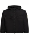 Cotton Twill Stretch Hooded Jacket Black - STONE ISLAND - BALAAN 4