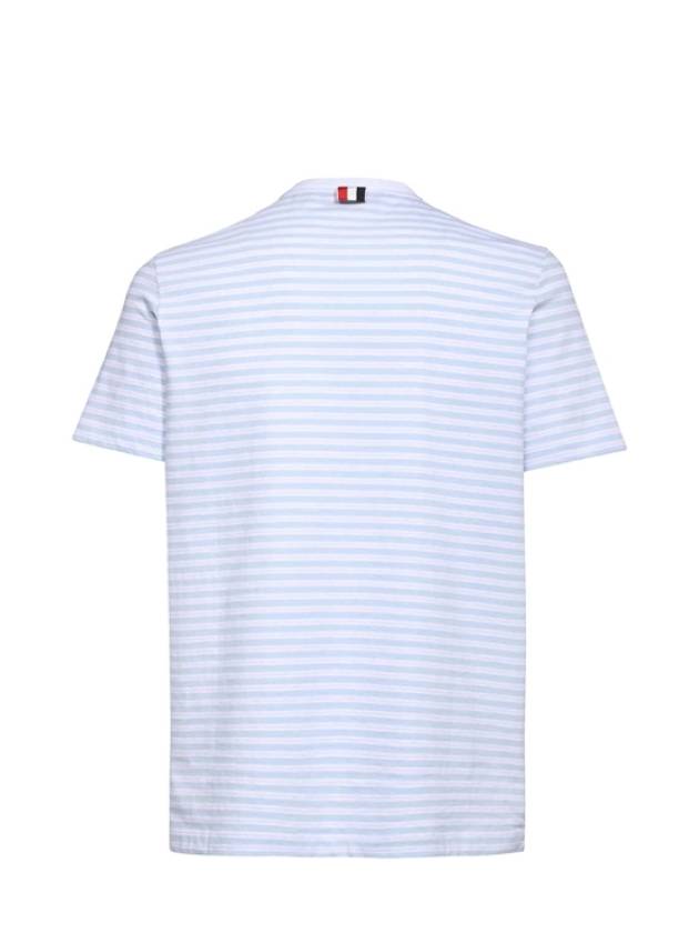 Striped Jersey Pocket Short Sleeve T-Shirt Light Blue White - THOM BROWNE - BALAAN 3