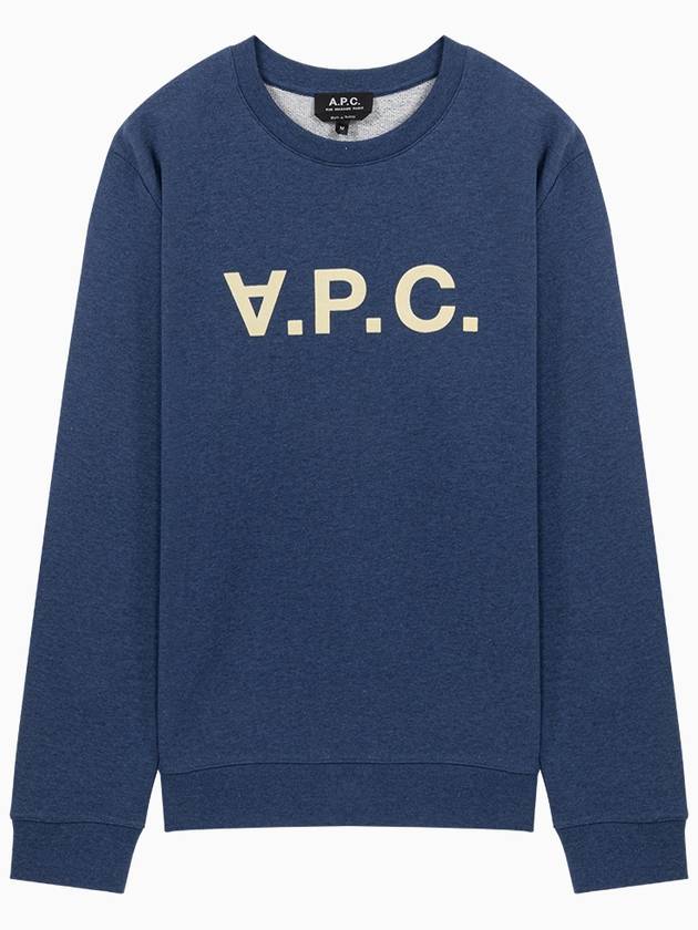 Logo Crewneck Cotton Sweatshirt Blue - A.P.C. - BALAAN 1