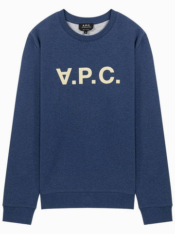 Logo Crewneck Cotton Sweatshirt Blue - A.P.C. - BALAAN 1