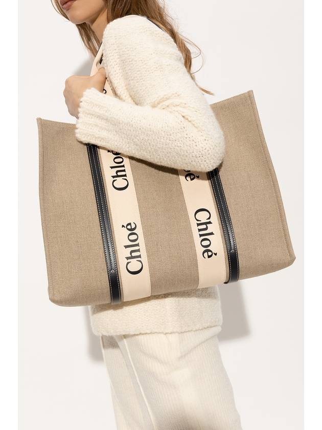 Woody Large Tote Bag Black Beige - CHLOE - BALAAN 3