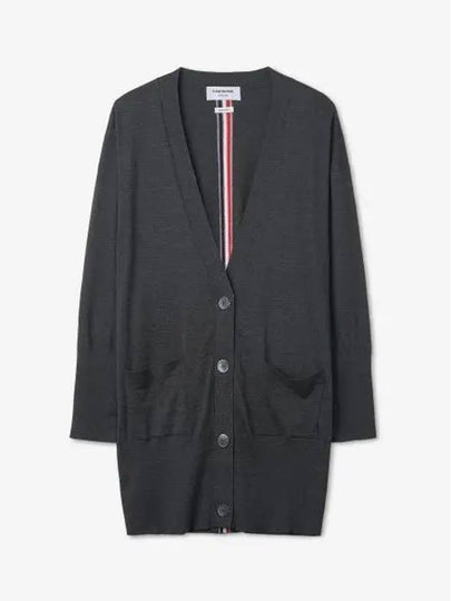 Back Stripe Cardigan Dark Grey - THOM BROWNE - BALAAN 2