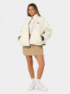 Women's Sherpa Reversible Work Zip-Up Jacket White Black - STUSSY - BALAAN 4