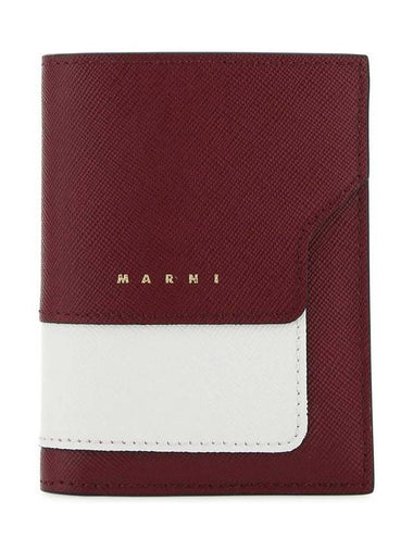 Saffiano Color Block Half Wallet Red - MARNI - BALAAN 1