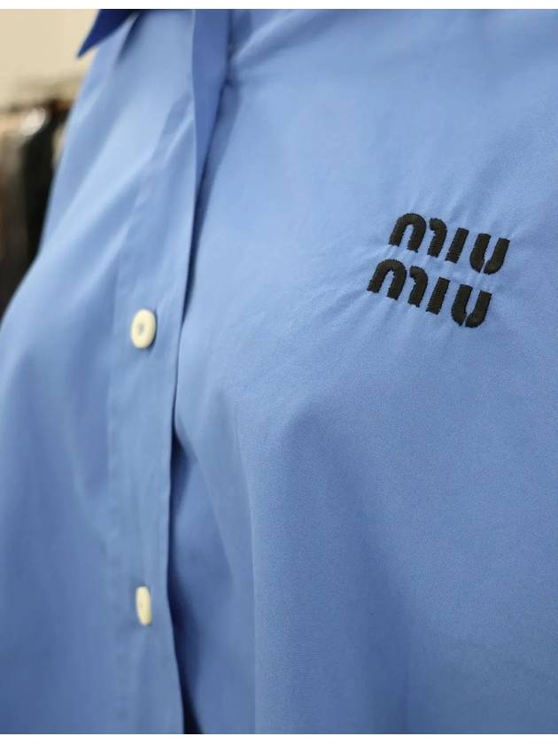 Poplin Crop Shirt Periwinkle Blue 38 MK1659 - MIU MIU - BALAAN 4