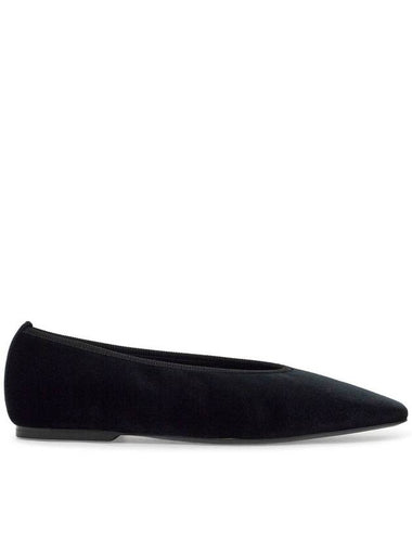 black velvet ballerinas made from recycled polyester with elastic trim - TOTEME - BALAAN 1