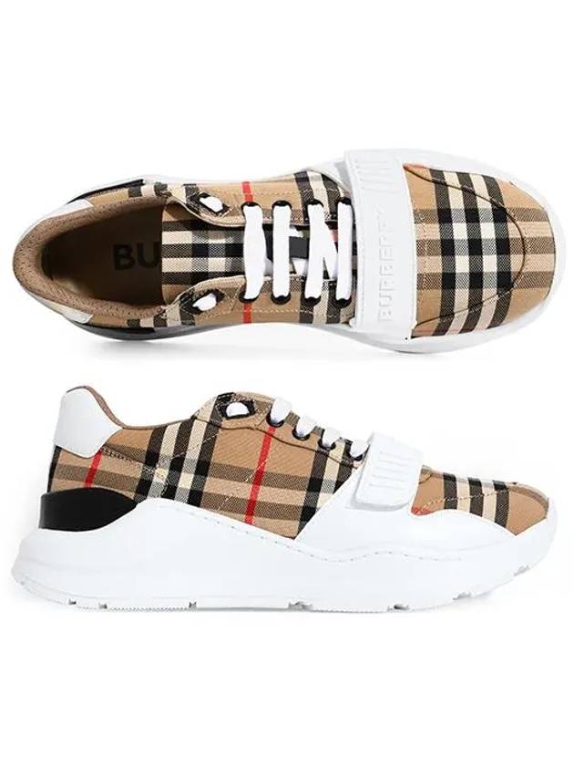 Vintage Check And Leather Sneakers White Archive Beige - BURBERRY - BALAAN 2