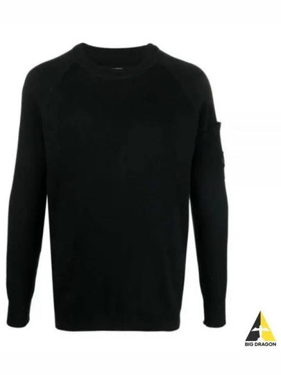 Lens Ribbed Crew Neck Knit Top Black - CP COMPANY - BALAAN 2