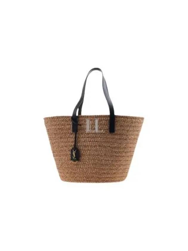 Raffia Panier Basket Tote Bag Natural Black - SAINT LAURENT - BALAAN 2