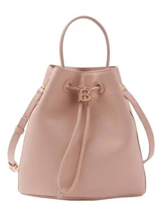 Small leather drawstring bucket bag pink handbag tote - BURBERRY - BALAAN 1