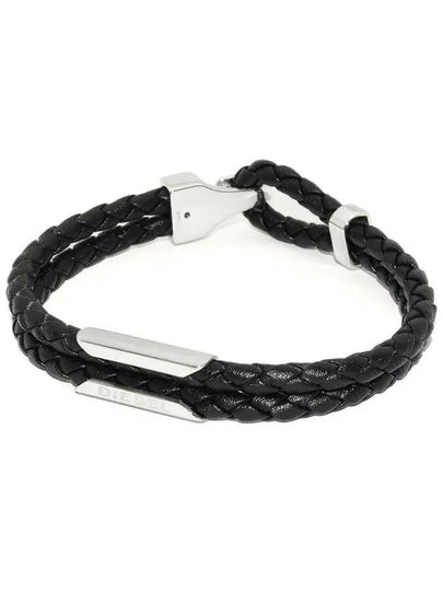 Stackable Leather Bracelet Black - DIESEL - BALAAN 2